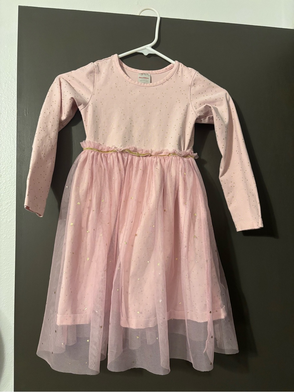 Girls' Pink Sparkle Tulle Long-Sleeve Hanna Andersson Dress